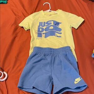 Nike Kids Yellow Tee and Blue Shorts Set